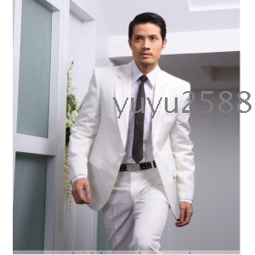 Best sell white wedding suits wear groom dress set include jacket pants custom man dress suit 