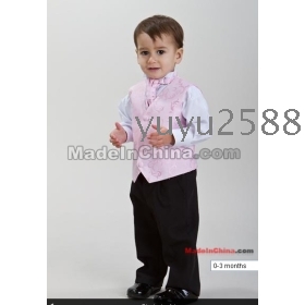 Boys Pink Waistcoat Cravat trousers Suit - 3 Piece