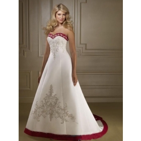 Nouveau style sexy blanc et rouge de mariée bustier robes de soirée de mariée robe de bal robe de mariage d'expédition libre NO.5825 princesse