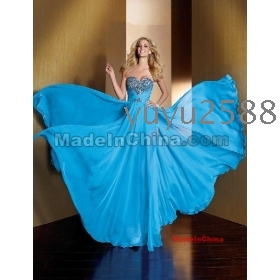 2012 Sexy  strapless chiffon beading Floor-length Dress Prom dresses Cocktail Dresses Homecoming Dresses Wedding dress free ahipping 