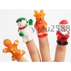 Children's Christmas hand puppets fingers toys Animal finger hand puppet Christmas party gift 50pcs/lot free shipping