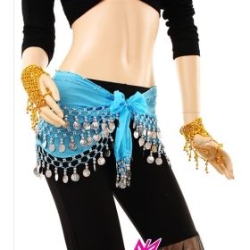 2012 hot sell 8 Colors 3 Rows 128 s Belly Egypt Dance Hip Skirt Scarf Wrap Belt Costume #5