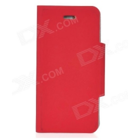 Védő PU bőr tok iPhone 5 - Red