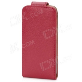 Flip PU bőr védő tok iPhone 5 - Red