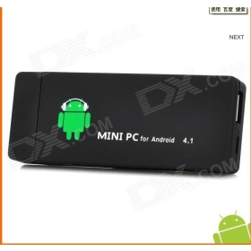 FX4 Android 4.1 Mini PC Google TV Player w / Wi-Fi / 1GB RAM / 4GB ROM / TF / HDMI - Sort + Hvid