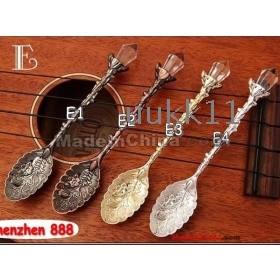 19 kinds of style  carved coffee spoon, cream spoon Free Shipping 20pcs/lot    fg52