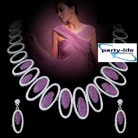 Purpurowe Ellips projektowe suita zestaw biżuterii ślubnej sukni wieczór sukni ślubnej akcesoria dar Valentine