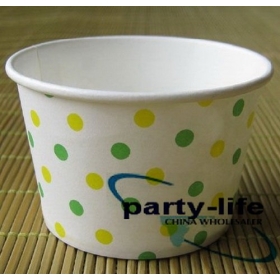 2400pcs Round yellow and green Dot paper ice cream cups & containers with cover, free shipping by EMS 