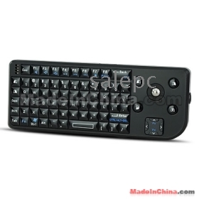 Portable Mini 2.4G Wireless Keyboard with USB Receiver + Trackball Mouse - Black 