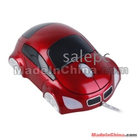 Mini USB Car Style Optical Wired Mouse (Red)