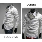 NEW CHIC MENS SPECIAL BUTTON HOODIES JACKET HOODIE 5 COLOURS ( White )