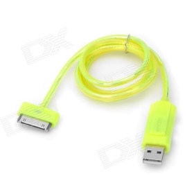 free shipping 1000pcs USB Data / Charging Cable with Visible EL Light for  /  /  - Yellow