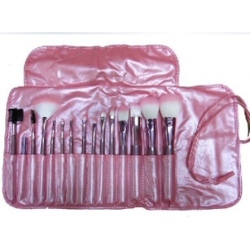 Új! Danni 15pcs / LOT Professional smink ecset szettek Kozmetikai ecsetek kit + lila bőr tok # 1242