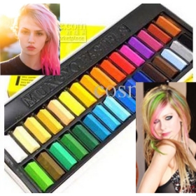 2012hot Chalk Hair Temporary Hair Chalk Color Dye Pastel Chalk Bug Rub Soft Fencai Bar 24 colores/set #1206-7