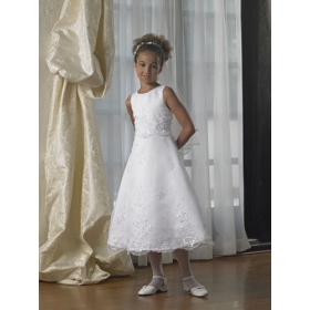 SRJJMSAGKJKRETEW$WEA white lovely voile chiffon/satin/taffeta embroider beads wedding flower girl dress all size color free 