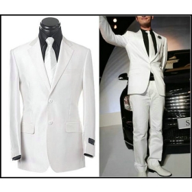 PUI maßgeschneidert weißen Anzug Boss Anzug Hochzeitsanzug Stilvolle Polyester Chemiefaser Slim Fit Streifen 2 Buttons Herrenanzug