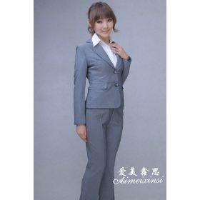 EFAECAQAWE Sexy silver custom-made suit  suit wedding dress wedding lady'suit  Stylish polyester fibre chemical fiber Slim Fit strip 2 Buttons women's Suit 