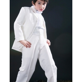 $9829 custom- white suit  suit wedding boy's suit Stylish polyester chemical fiber Slim Fit strip 2 Buttons boy's Suit 