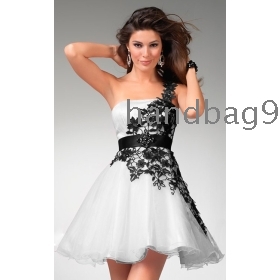 2012 style black  one shoulder strap Prom dresses Short prom dresses 