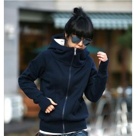 free shipping hot sale Vogue Personality Hooded Cotton Coat 3 Colours Navy,White,Black NEW SALE X0911