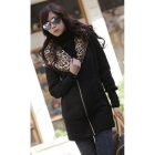 Free Shipping Fashion style new Leopard Embellished Zipper Coat Black High Quality S/M/L ZH11122305-1