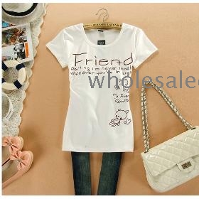 wholesale Summer New Arrival Fashion Letter Printed Short Sleeve Cotton T-shirt White Summer New Arrival Fashion Letter Printed Short Sleeve Cotton T-shirt White ZX13071402