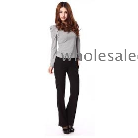 New Arrival Buttons Embellished Casual Straight Trousers Black TQ12090724