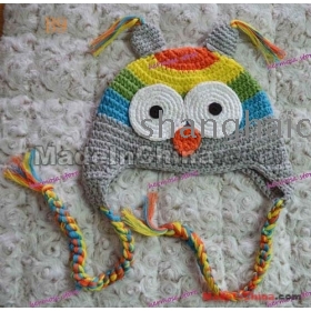 popular owl crochet beanie, popular owl beanie,children crochet beanie 40pcs as06