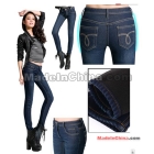 womens ladies girls blue Plus velvet thickened straight pencil casual pants jeans size:26-31