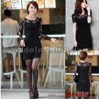 womens stitching lace long-sleeved short-sleeved dress