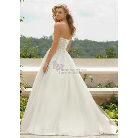 A-line In Stock High Quality Elegant White or Ivoery Sweetheart Organza Wedding Dresses