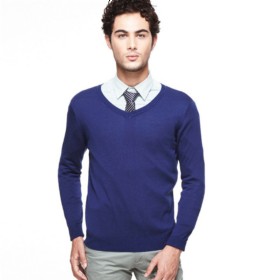 VANCL Richard V-Neck Modal Sweater (Men) Dark Blue SKU:638411