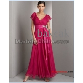 Wholesale chiffon short.sleeve A-Line floor-length Sexy Homecoming/Prom/Cocktail Dress Evening Dresses 