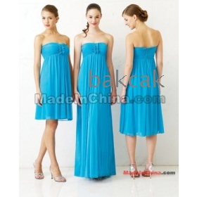 2013 Custom- Popular Empire Strapless Chiffon Bridesmaid Dresses Prom Gowns With Ruffles