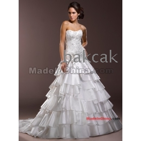 custom-mad  Mermaid Sweetheart Court Train Stain Layer Beaded Wedding Dresses