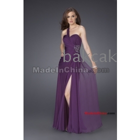 Custom-Made 2012 Beautiful  A-Line chiffon one-shoulder floor-length sexy Beads Prom dresses