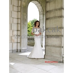  2012 New Style Off Shoulder  Mid-Sleeve Wedding Dress(W0061A)