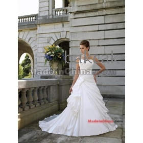 2012 Novo Estilo de cetim plissado decote do vestido de casamento , uma linha de vestidos de casamento ( W0058A )