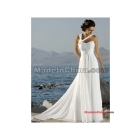  Custom-  One Shoulder Chapel Train chiffon Floor-length Wedding Gowns 04978