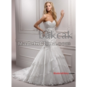 2012 custom -made Γοργόνα στράπλες λουλούδια δαντέλα υψηλής ποιότητας δαντέλα -up Το φόρεμα της νύφης