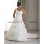  Custom- 2013 Style This mermaid silhouette is  modern with the  covering the shoulder falling across the fitted pleated bodice. The skirt and train are textured with vertical layers of c