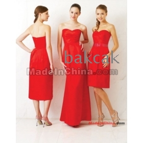 custom-mad Unique Empire Strapless Taffeta Bridesmaid Dresses Prom Gowns With Sash