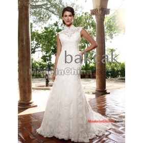  2013 custom-mad christmas never-ending style,timeless  Mermaid Embroider  Gathers  Draped organza  Chapel  brides Wedding Dresses