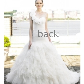 2012 Engrossing One Shoulder Wedding Dress with  Formal Layered Chiffon Train