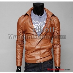 Wholesale -Free shipping Classic - simple male jacket lapel leisure the leather clothes washing motorcycle leather XXL XL L M