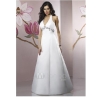 White A-line Halter V-Neck Floor Length Satin  Bridesmaid Dress /Evening dresses /Wedding Dress