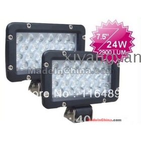 2PC Super Bright 24*1W LED Work Spot Light Bar Off Road Car Truck Driving 24W 7.5" 12/24V 2900LM IP67