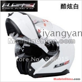 LS2 FF386 Bianco Pieno Moudular Viso La vibrazione Doppio Scudo parasole del casco del motociclo Nuovo