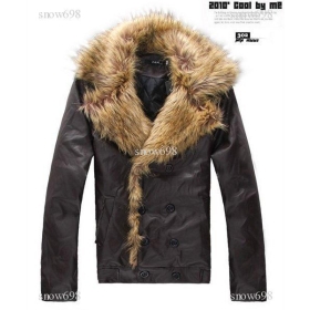 FreeShipping New Arrival Men\'s leather Coat/Fur Collar/leather Jacket warmthic    