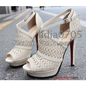 Free Shipping Wholesale New Hot Sale Specials Roman Sweet Peep Toe Pierced Web Platform Heels Sandals US5-8.5